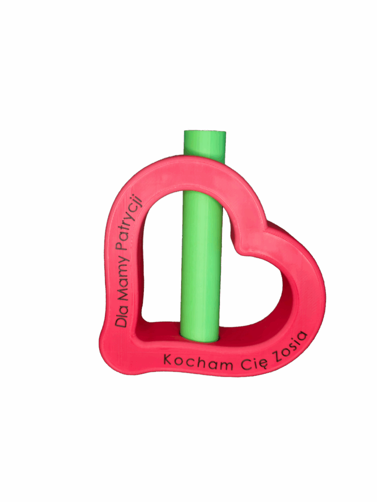 Wazonik z sercem z druku 3D z napisem Kocham Cię